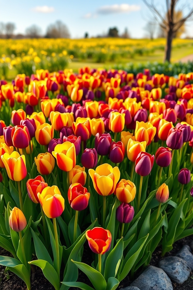 vibrant tulip cluster display