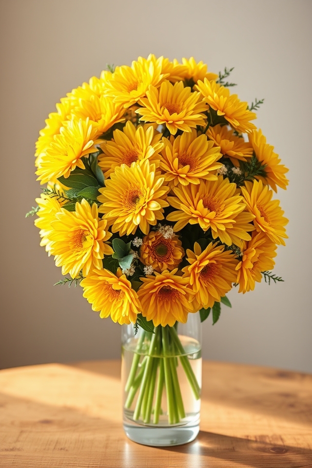 vibrant yellow chrysanthemums uplift