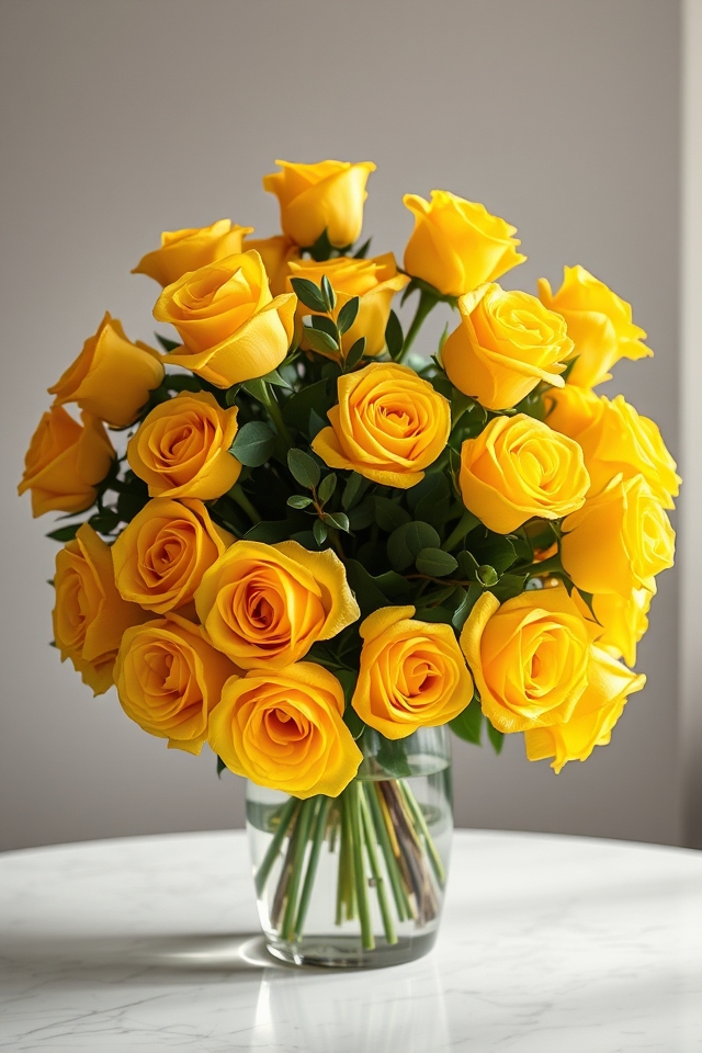 vibrant yellow roses arrangement