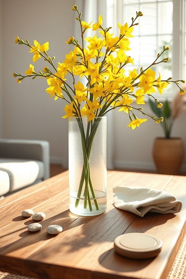 vibrant yellow spring branches
