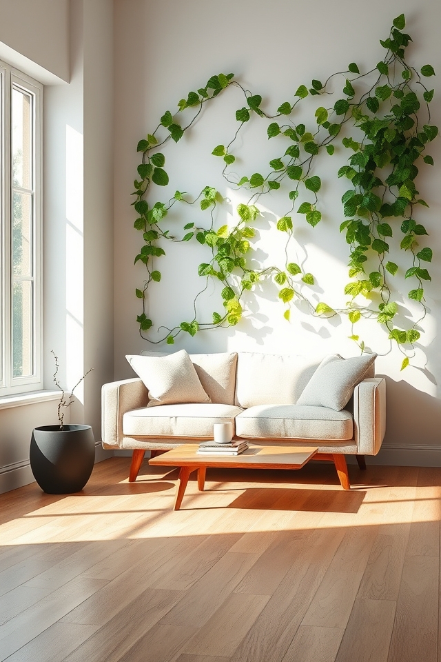 vine trails along walls