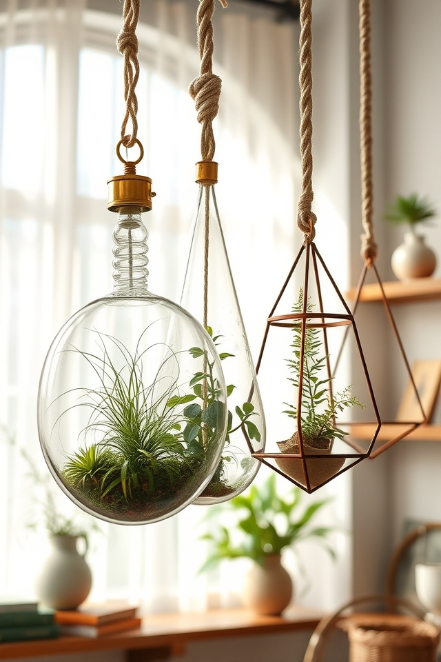 vintage hanging glass terrariums