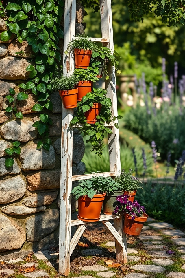 vintage ladder vertical display
