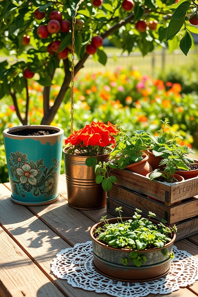 vintage planters add charm