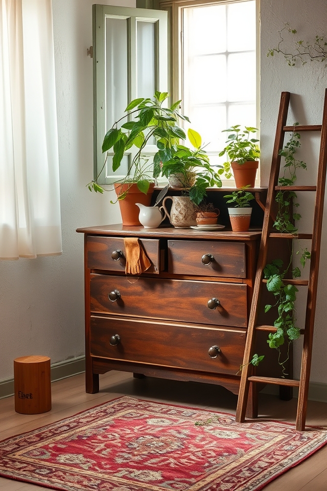 vintage repurposed furniture display
