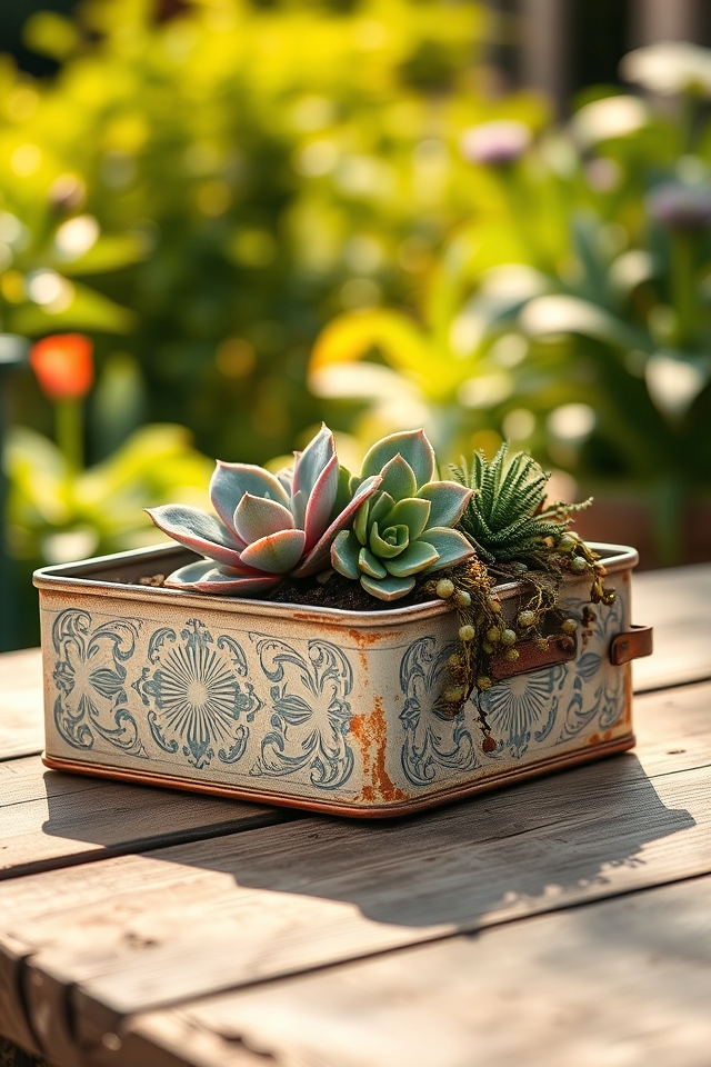 vintage tins for succulents