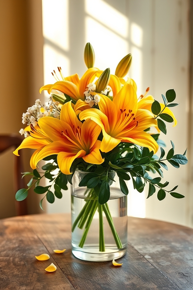 warm yellow lily centerpiece