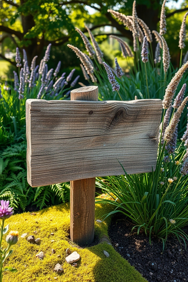 weathered hand painted garden signs