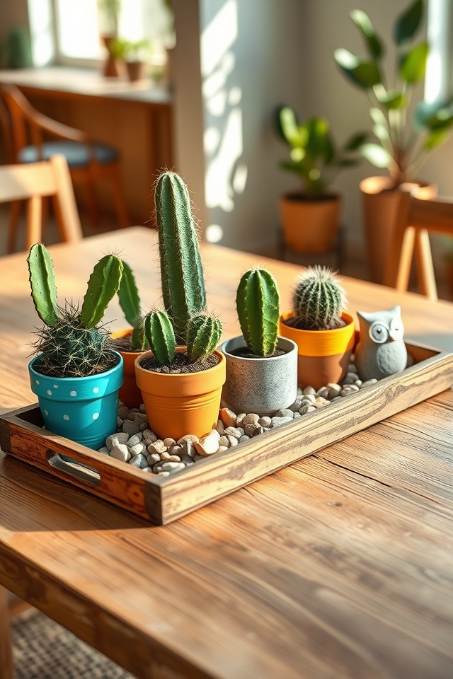whimsical cactus table arrangement