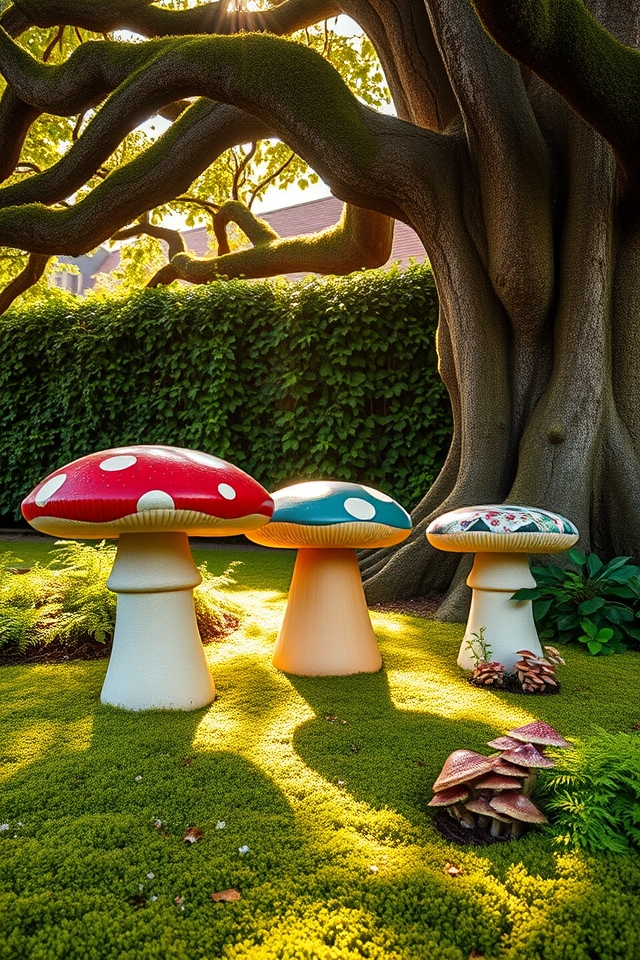 whimsical caterpillar mushroom seating