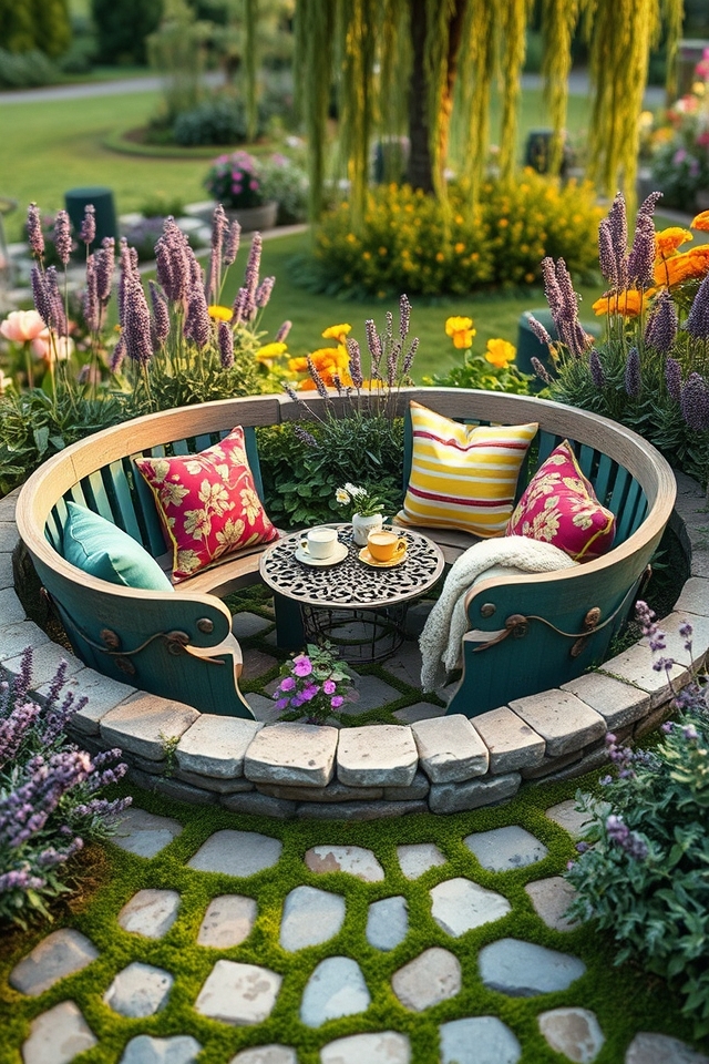 whimsical circular garden nooks