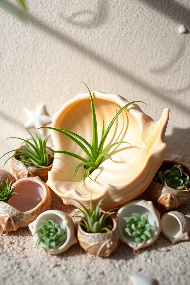 whimsical coastal air plant decor