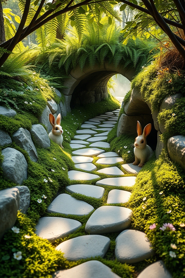 whimsical white rabbit burrow