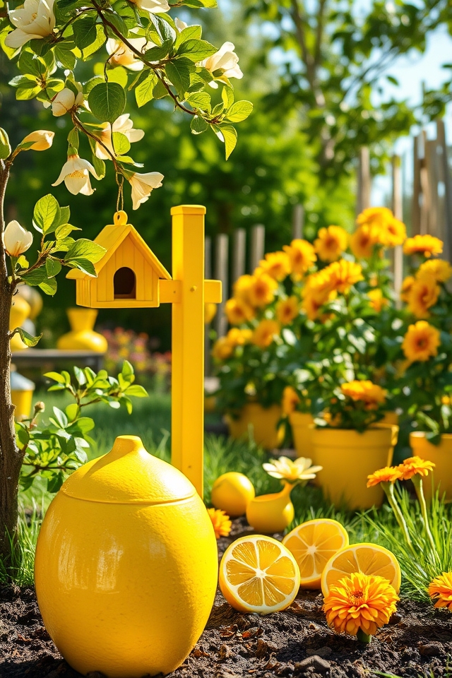 yellow lemon garden art