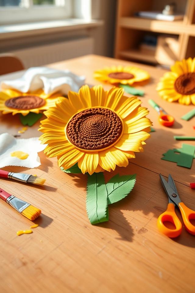 yellow painted paper sunflowers