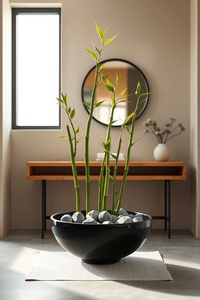 zen bamboo entryway decor