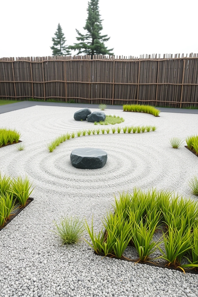zen inspired minimalist grass layout