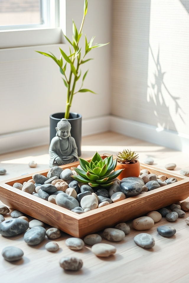 zen pebble succulent retreat